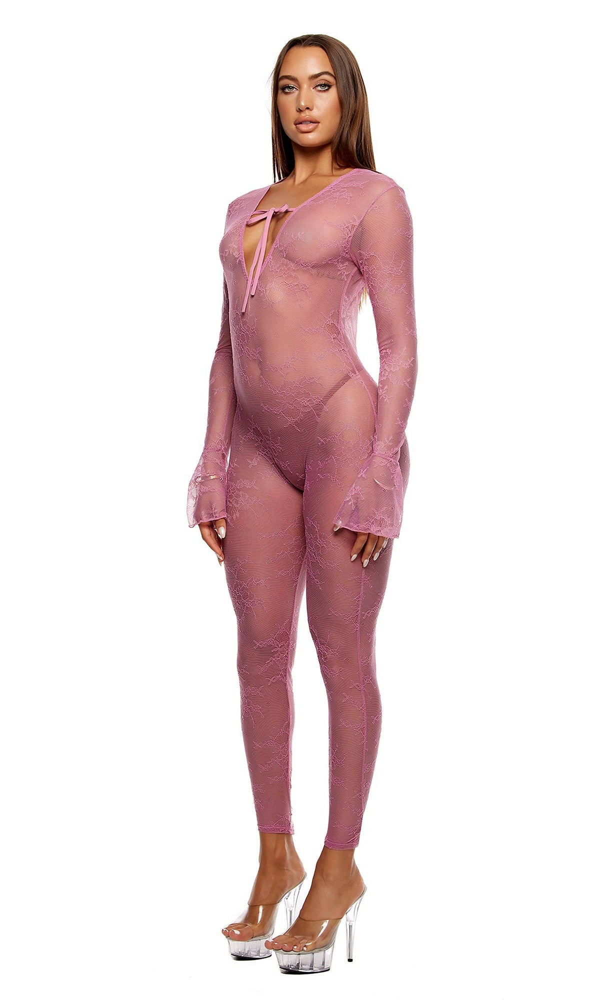 Take It Easy Lounge Lace Jumpsuit - Mauve
