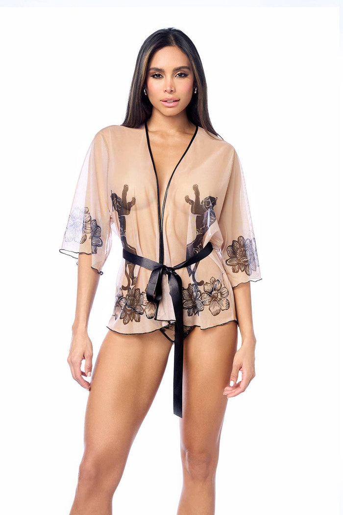 Robe with matching Panty Nude/Black