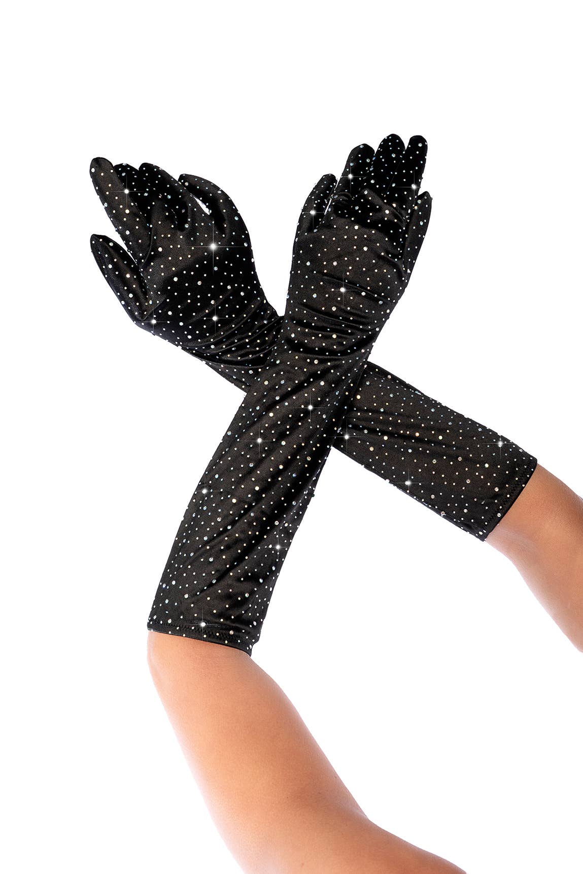 One Size Satin Rhinestone Opera Gloves