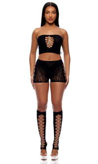 Cross Your Mind Top and Briefs Bodystocking Lingerie Set