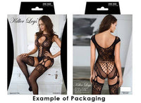 Triangle Lace Halter Fishnet Dress W Thong