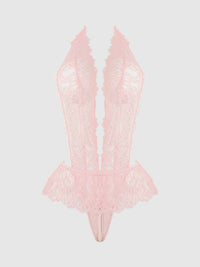 JOCELYN LACE & PEARL CROTCHLESS TEDDY
