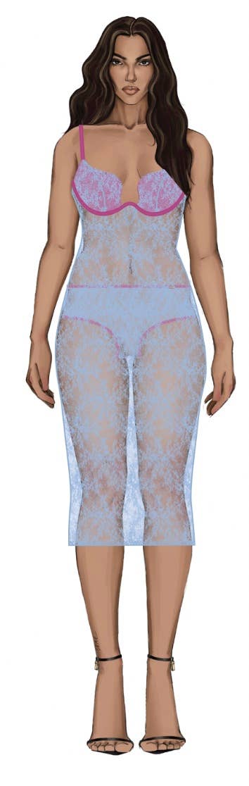 YVONE LACE PLUNGE PUSH UP GOWN