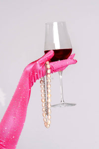One Size Satin Rhinestone Opera Gloves