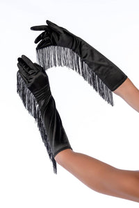 One Size Satin Fringe Opera Gloves