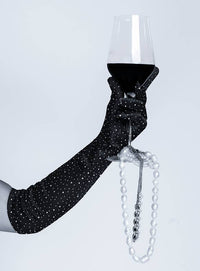 One Size Satin Rhinestone Opera Gloves