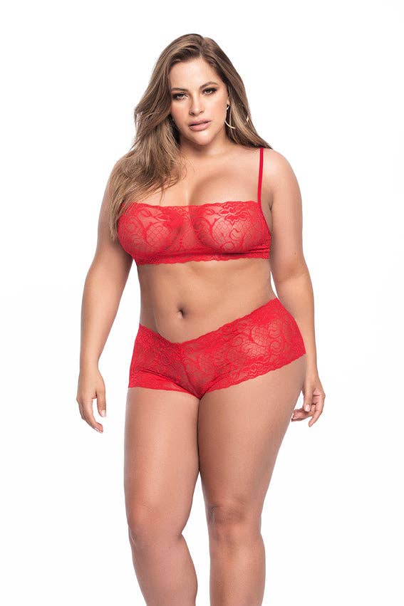 Panty and Top Lace Set Red