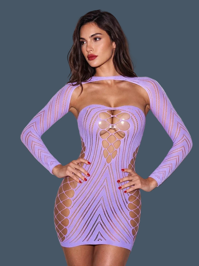 Women's 2pcs Mesh Fishnet Lingerie & Club Dress