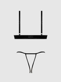 TRINITY PATENT BRA & LACE UP CROTCHLESS PANTY SET
